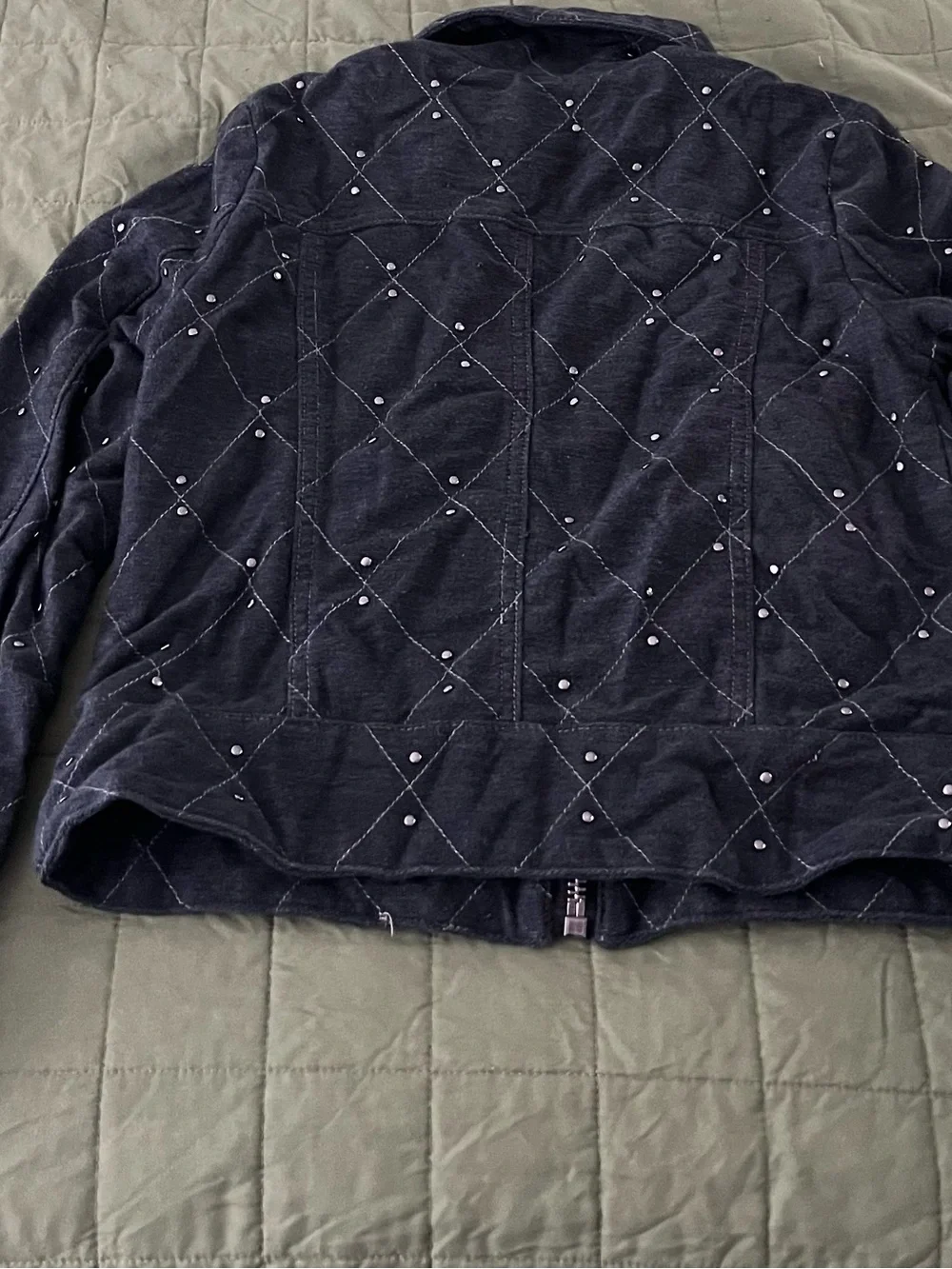 Free People Quilted Stud-Embellished Zip Bomber Jacket XS